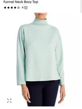Eileen Fisher Funnel Neck Boxy Top in Soft mint